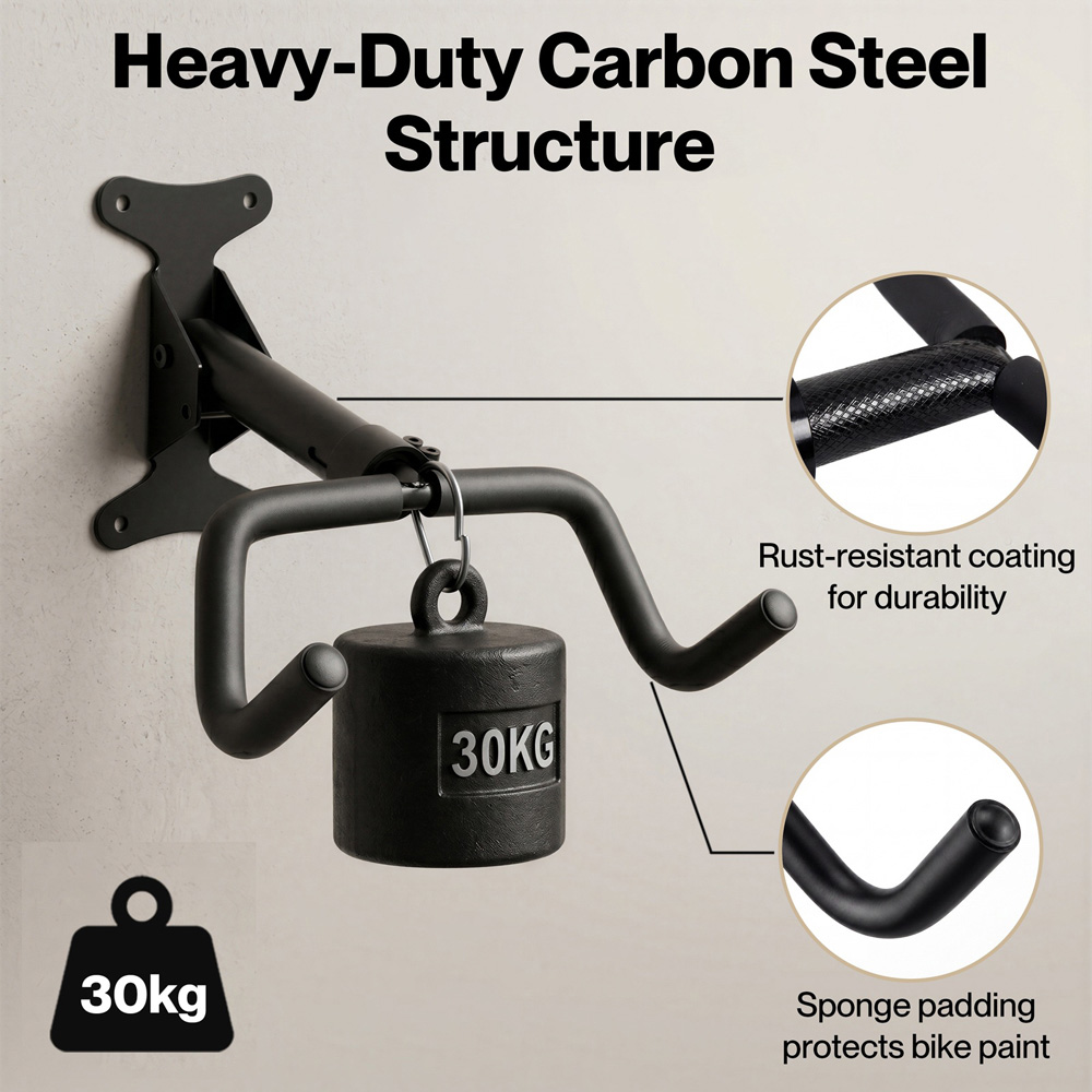 Monvelo Black Foldable Bike Wall Mount Rack Image 5