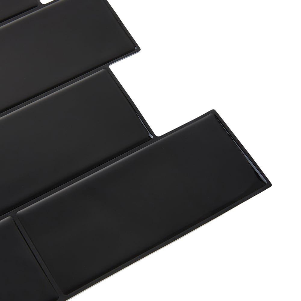 Living and Home Brick Effect Black Rectangle Self Adhesive Wall Sticker 10 Pack Image 7