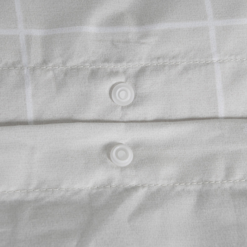 Smart Living Double Natural Linear Check Reversible Duvet Cover Set Image 7