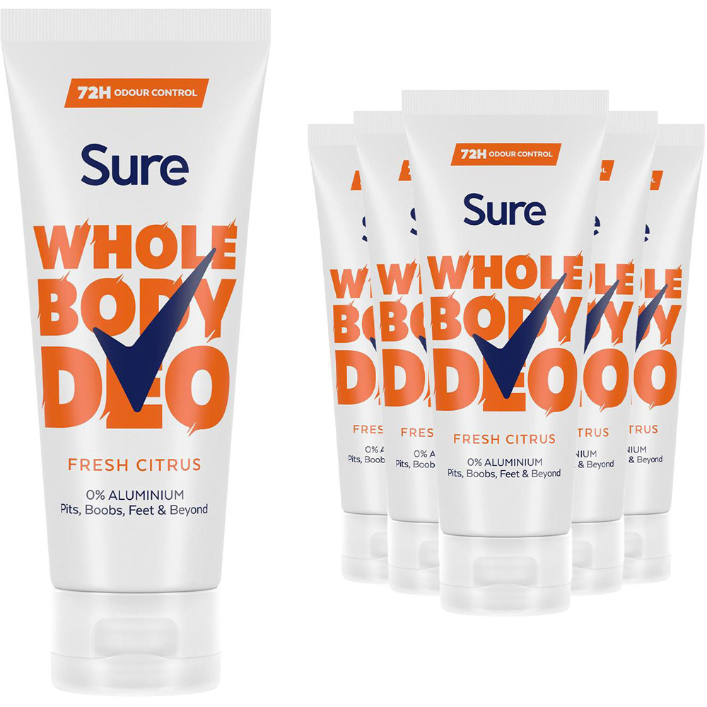 Sure Women Aluminium Free Whole Body Fresh Citrus Deodorant Cream 75ml 6 Pack Image 1