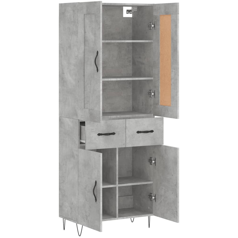 vidaXL 4 Door 2 Drawer Concrete Grey Highboard Image 4