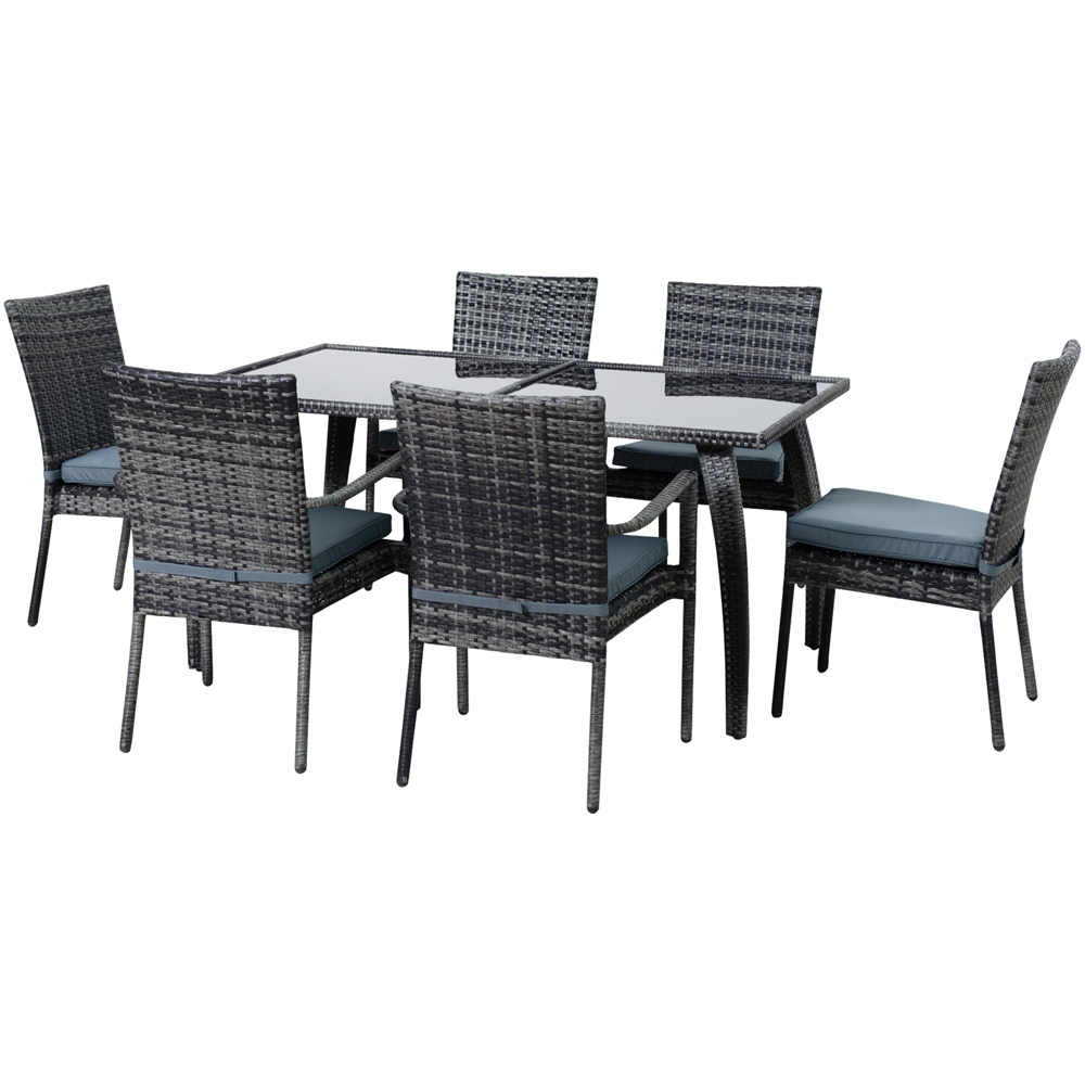 Outsunny PE Rattan 6 Seater Garden Dining Set Grey Image 2