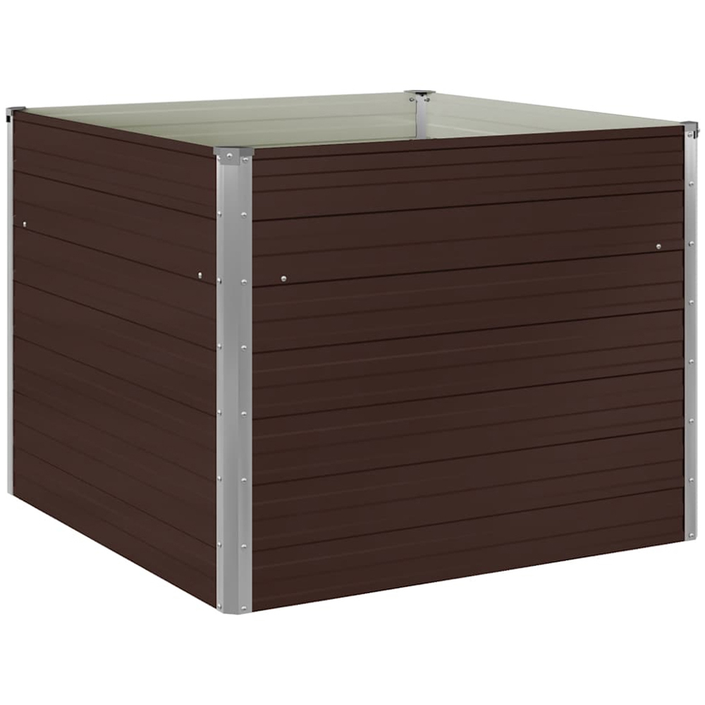 vidaXL Brown Galvanised Steel Raised Garden Bed 77 x 100 x 100cm Image 1
