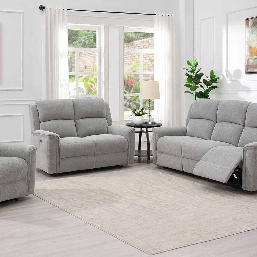 Eastside 2 Seater Light Grey Power Recliner Sofa Image 3