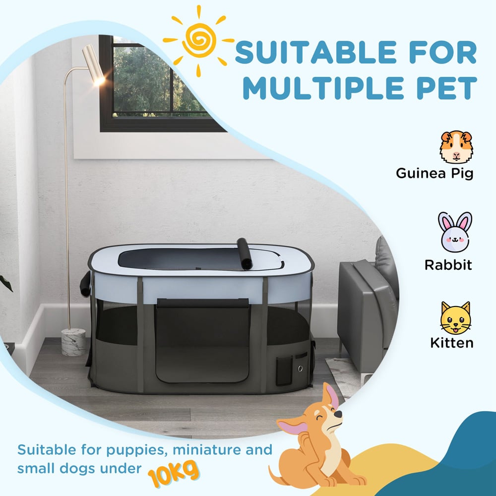 PawHut Grey Portable Small Animal Playpen XL Image 4
