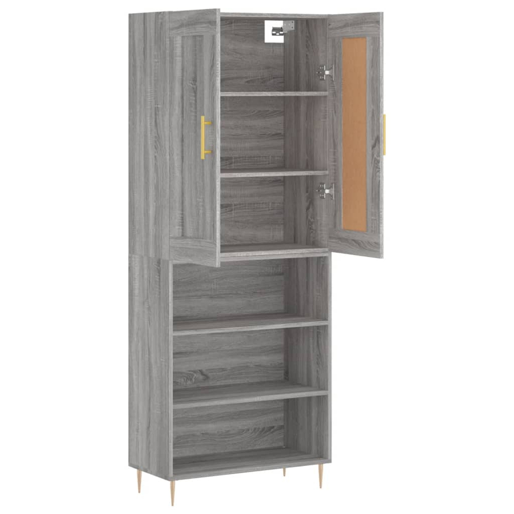 vidaXL 2 Door 3 Open Shelf Grey Sonoma Highboard Image 4