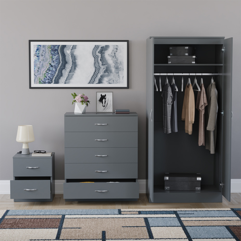 VIDA DESIGNS Riano Grey 3 Piece Bedroom Furniture Set Image 3