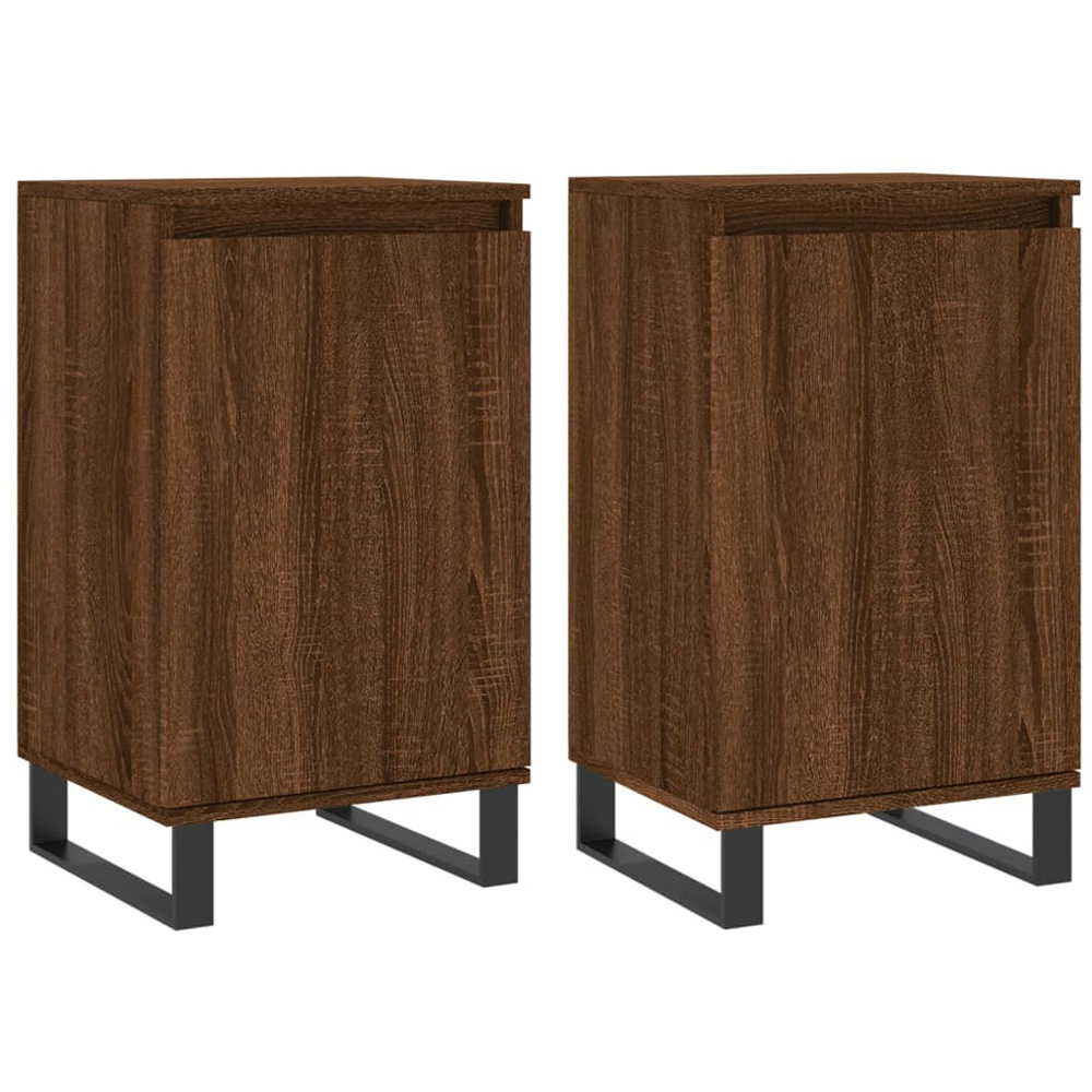 vidaXL Single Door Brown Oak Sideboard Set of 2 Image 2