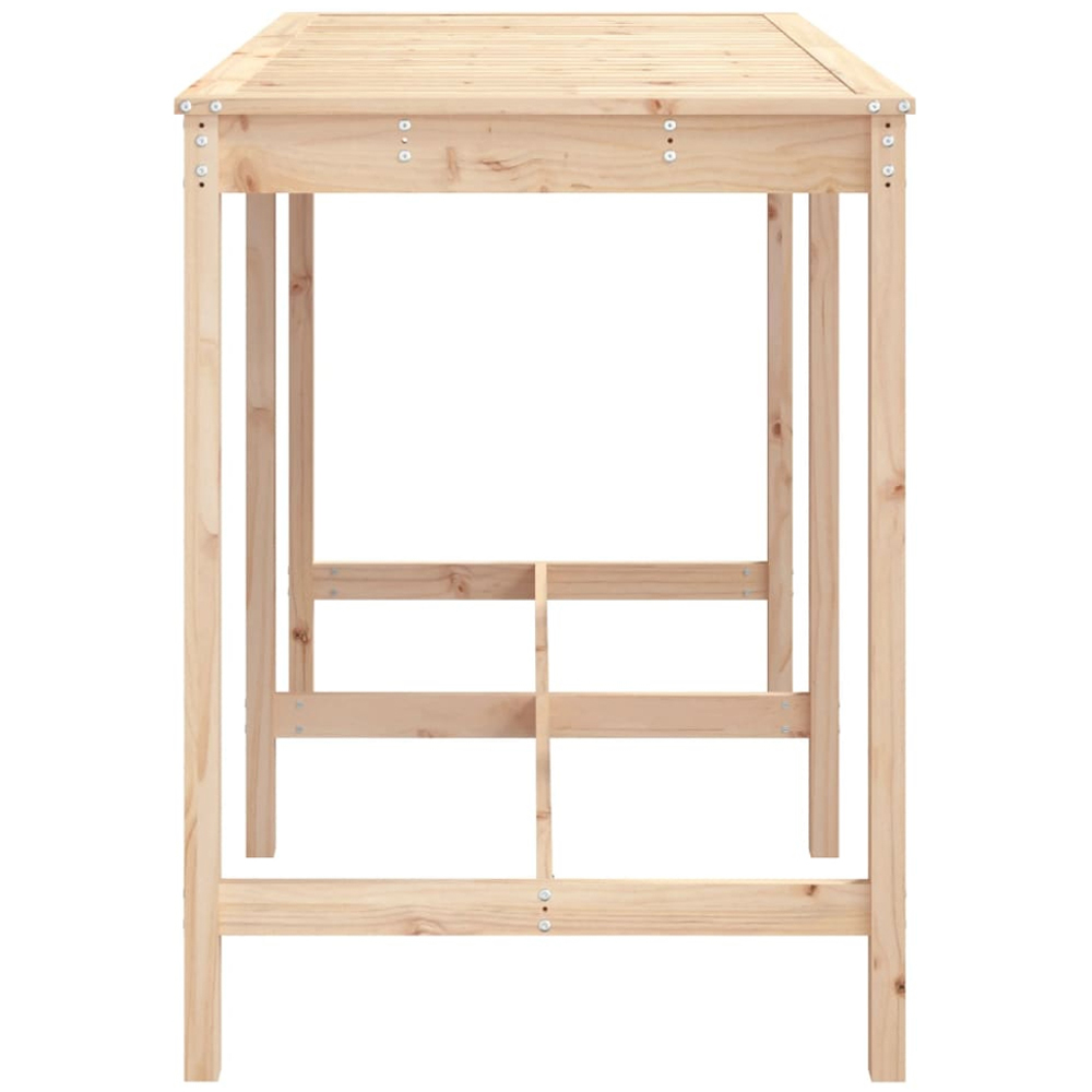vidaXL 6 Seater Solid Pine Wood Slatted Garden Dining Table Natural Image 4
