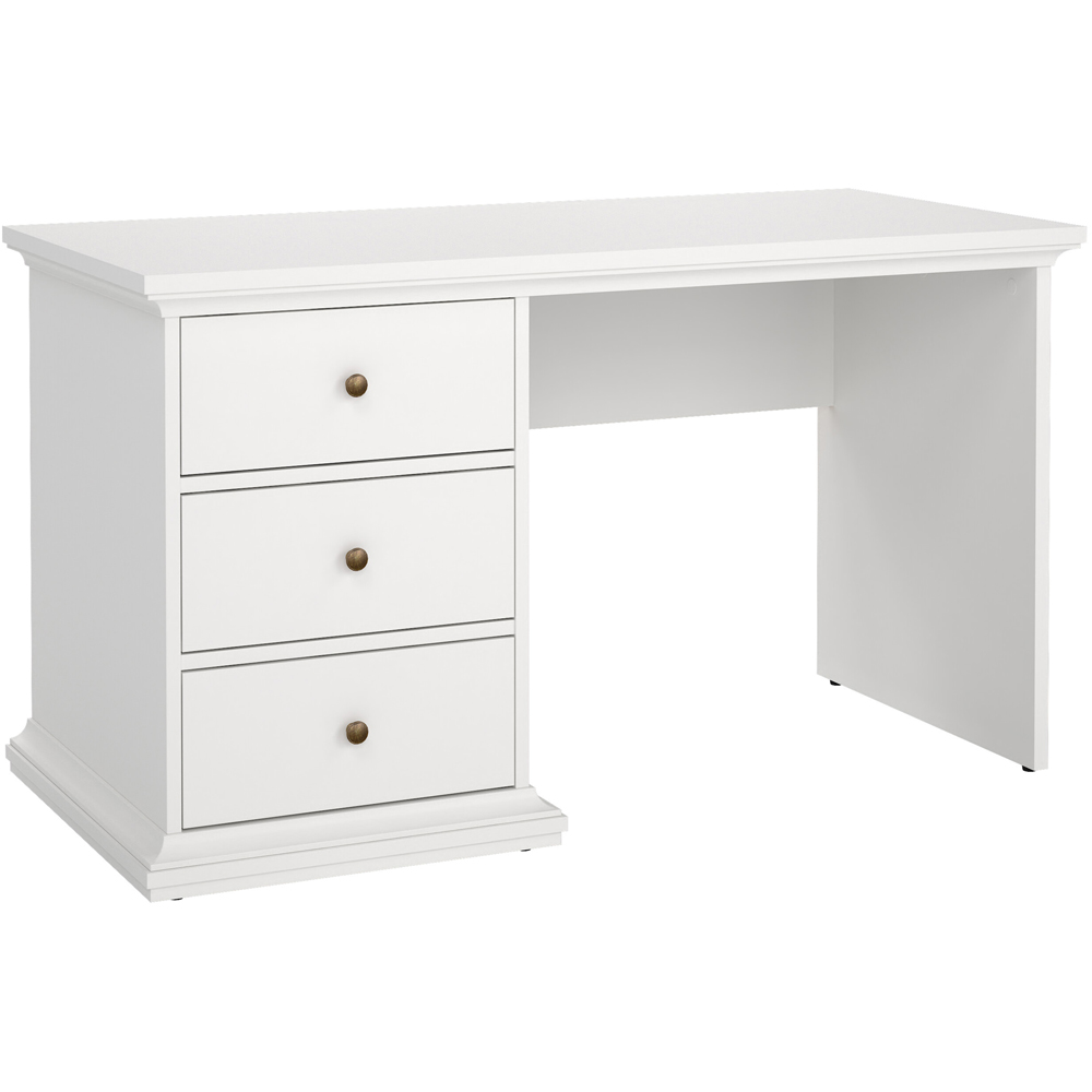 Florence Paris 3 Drawer Desk White Image 2