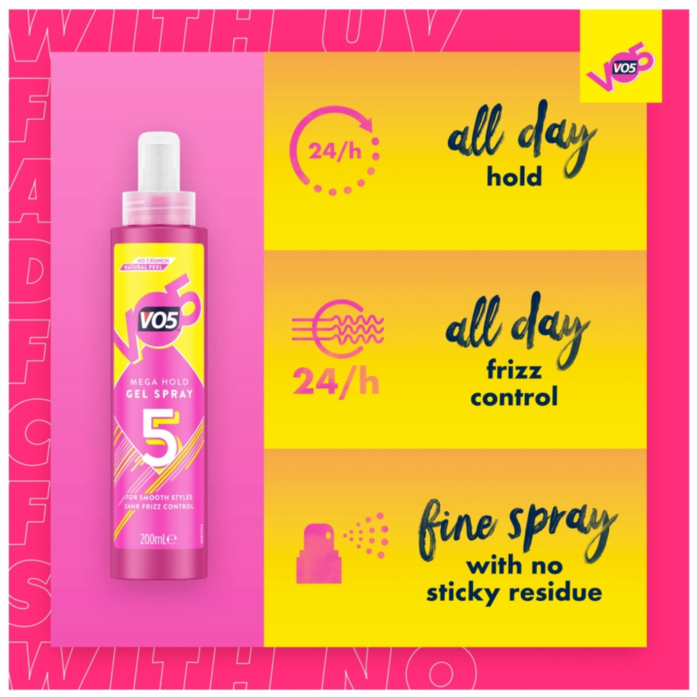 VO5 Natural 72H Slick Styles Mega Hold Hair Gel Spray 200ml 3 Pack Image 8