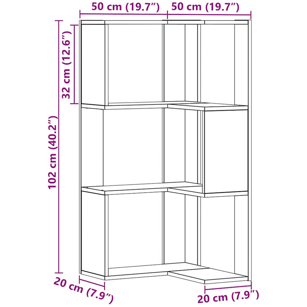 vidaXL 6 Shelf Artisan Oak Small Corner Bookcase Image 9