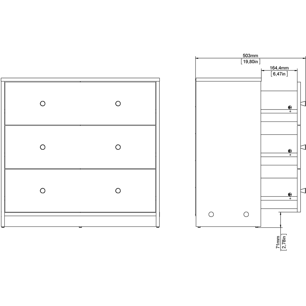 Furniture To Go May 3 Drawer Black Chest of Drawers Image 7