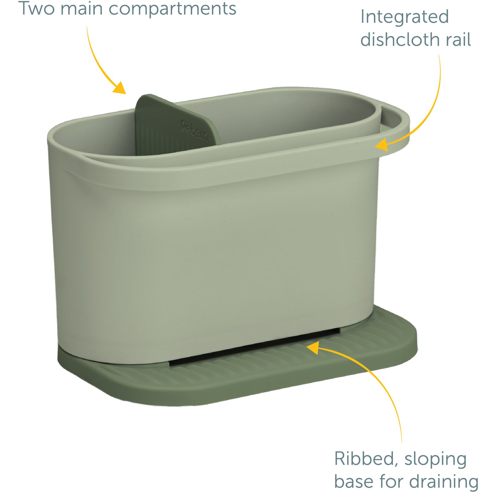ReBorn Sage Green Compact Plastic Sink Tidy with Drainage Tray Image 7