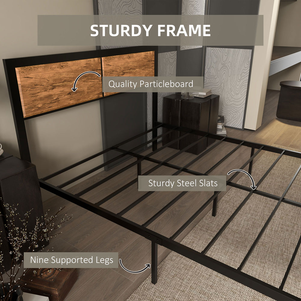 Portland Double Rustic Brown Steel Bed Frame Image 6