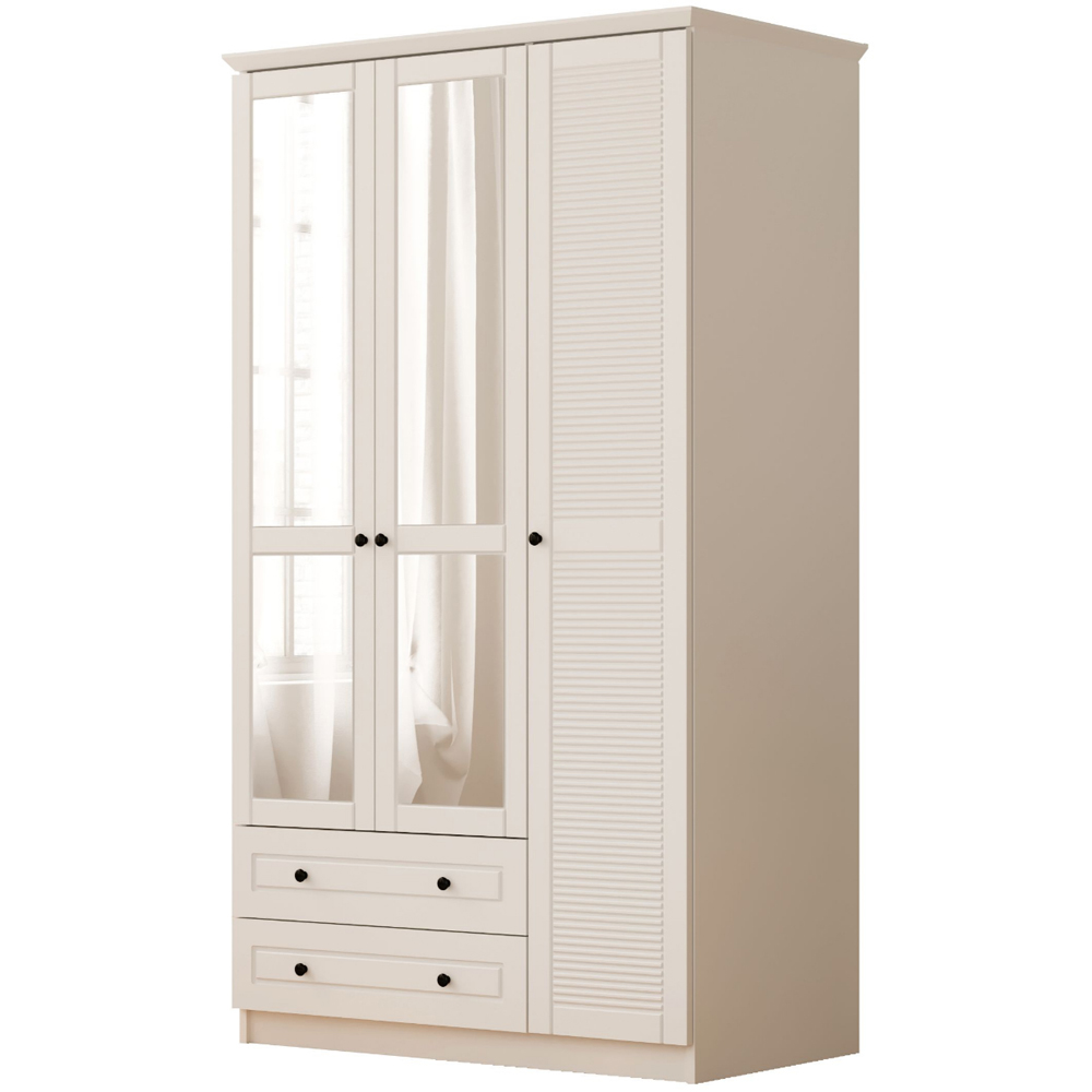 Evu VOLET 3 Door 2 Drawer White Mirrored Wardrobe Image 2