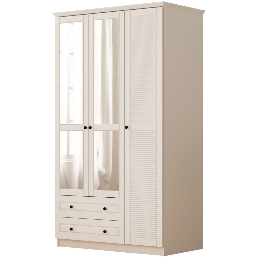 Evu VOLET 3 Door 2 Drawer White XL Mirrored Wardrobe Image 2