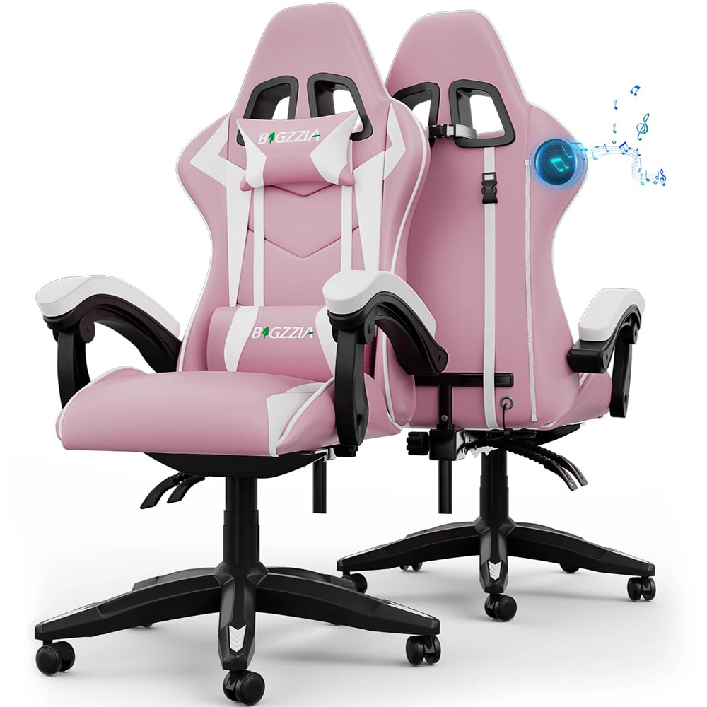 Rattrix Pink Ergonomic High Back Gaming Chair with Bluetooth 5.3 Stereo Speakers Image 2