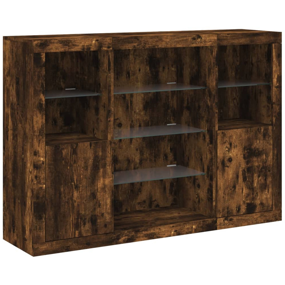 vidaXL 2 Door 8 Shelf Smoked Oak Sideboard Image 5