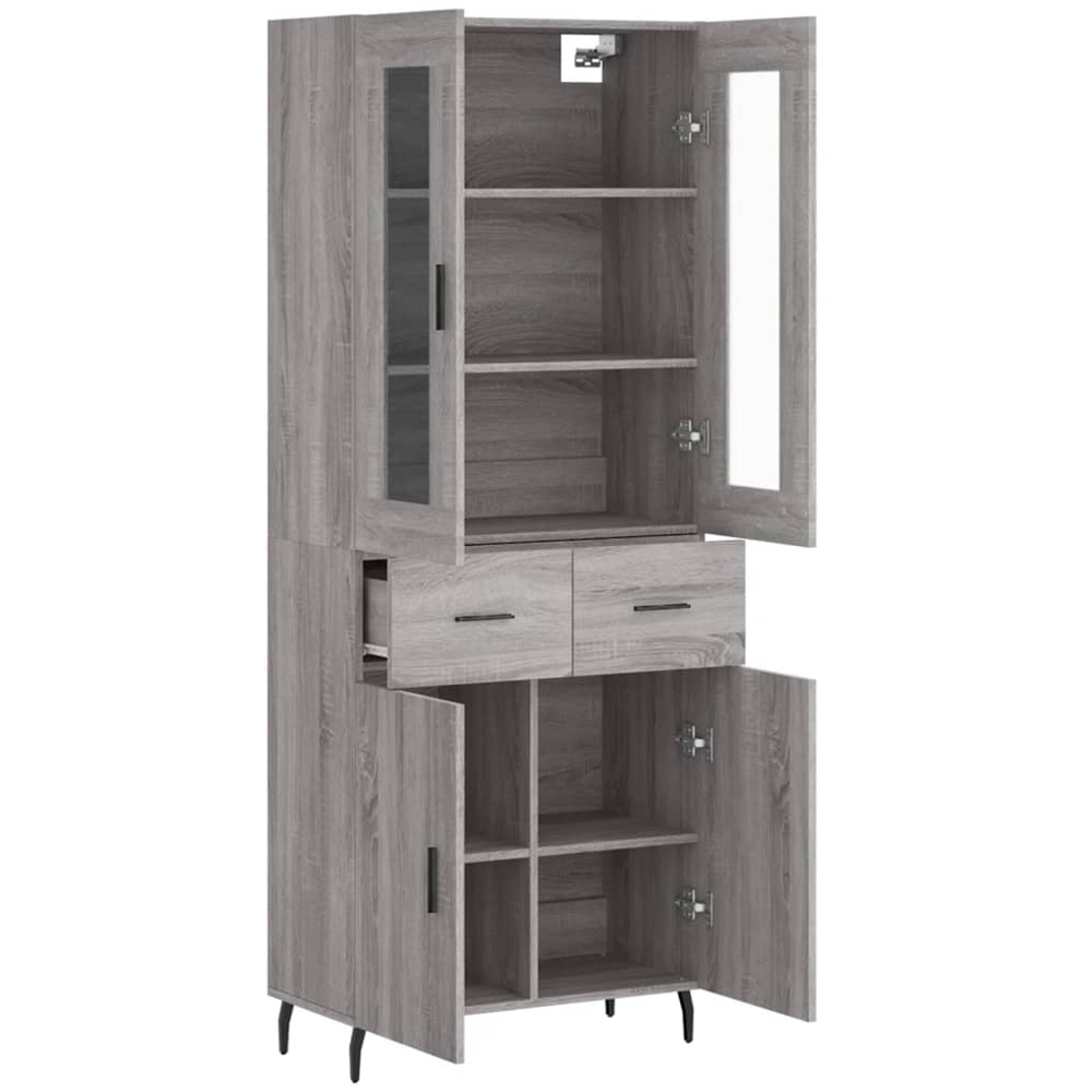 vidaXL 4 Door 2 Drawer Grey Sonoma Highboard Image 4