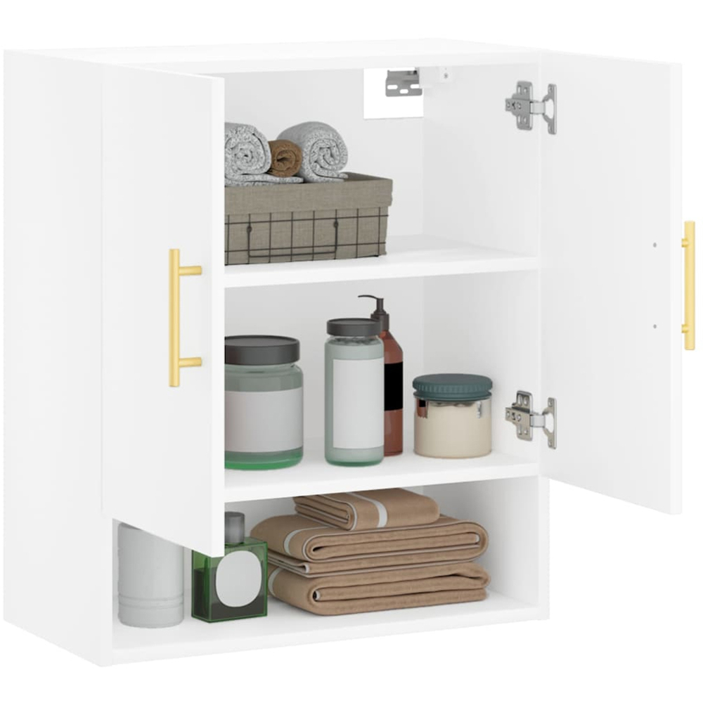 vidaXL 2 Door Single Shelf White Wall Cabinet Image 4