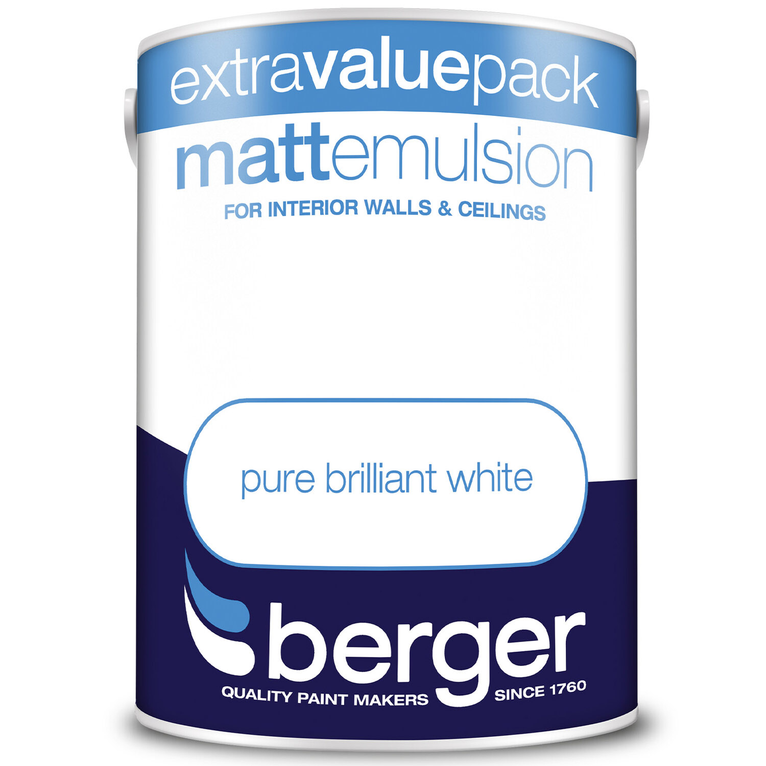 Berger Walls & Ceilings Pure Brilliant White Matt Emulsion Paint 5L Image 2