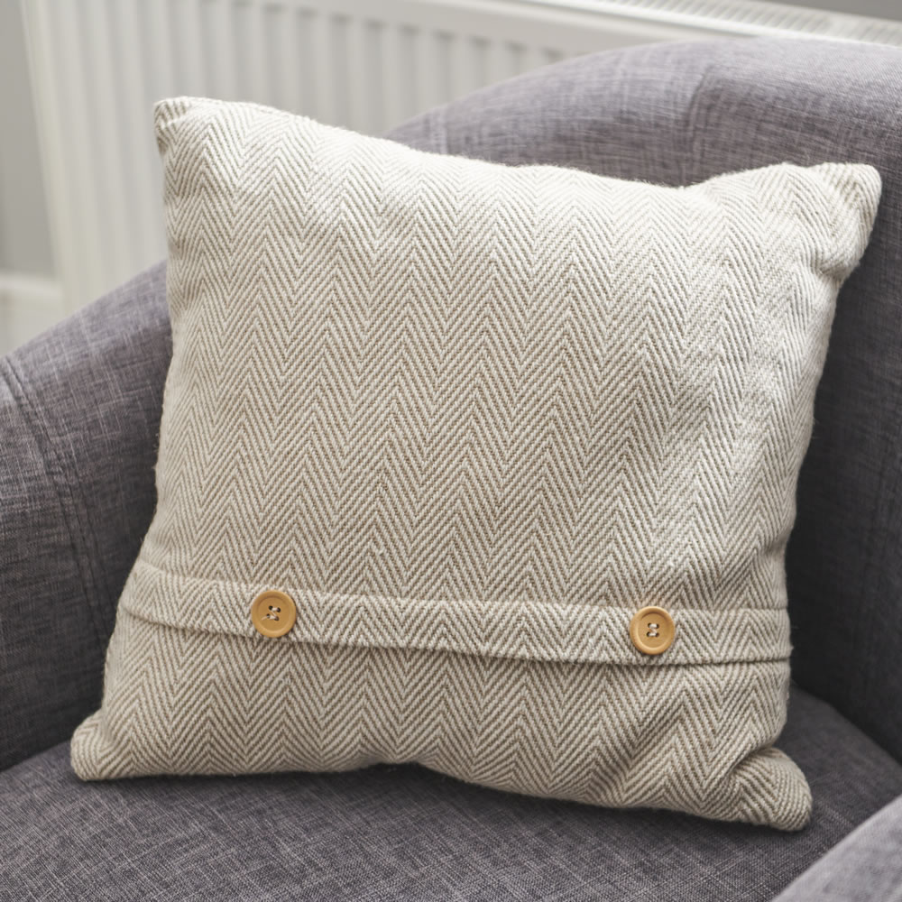 Wilko Natural Herringbone Cushion 43 x 43cm Image 3