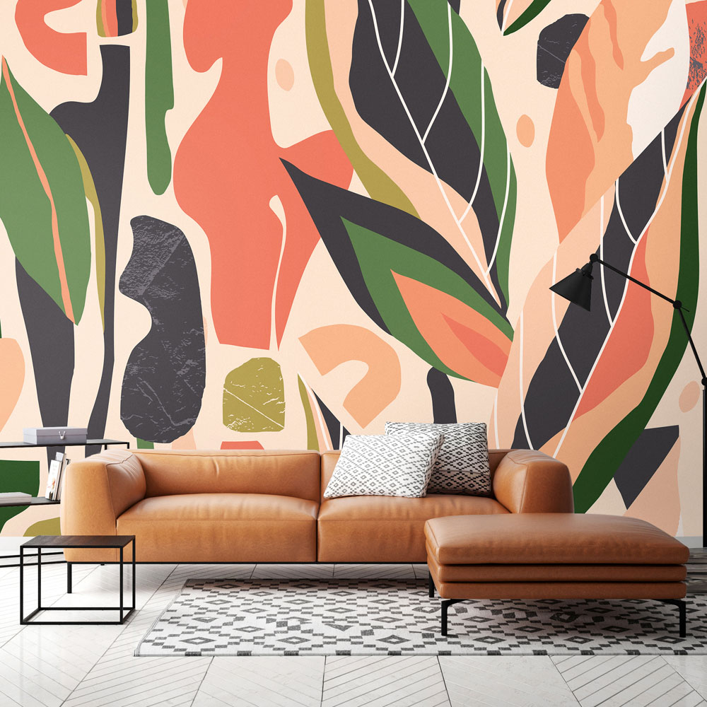 Origin Murals Abstract Leaf Shapes Wall Mural Image 1