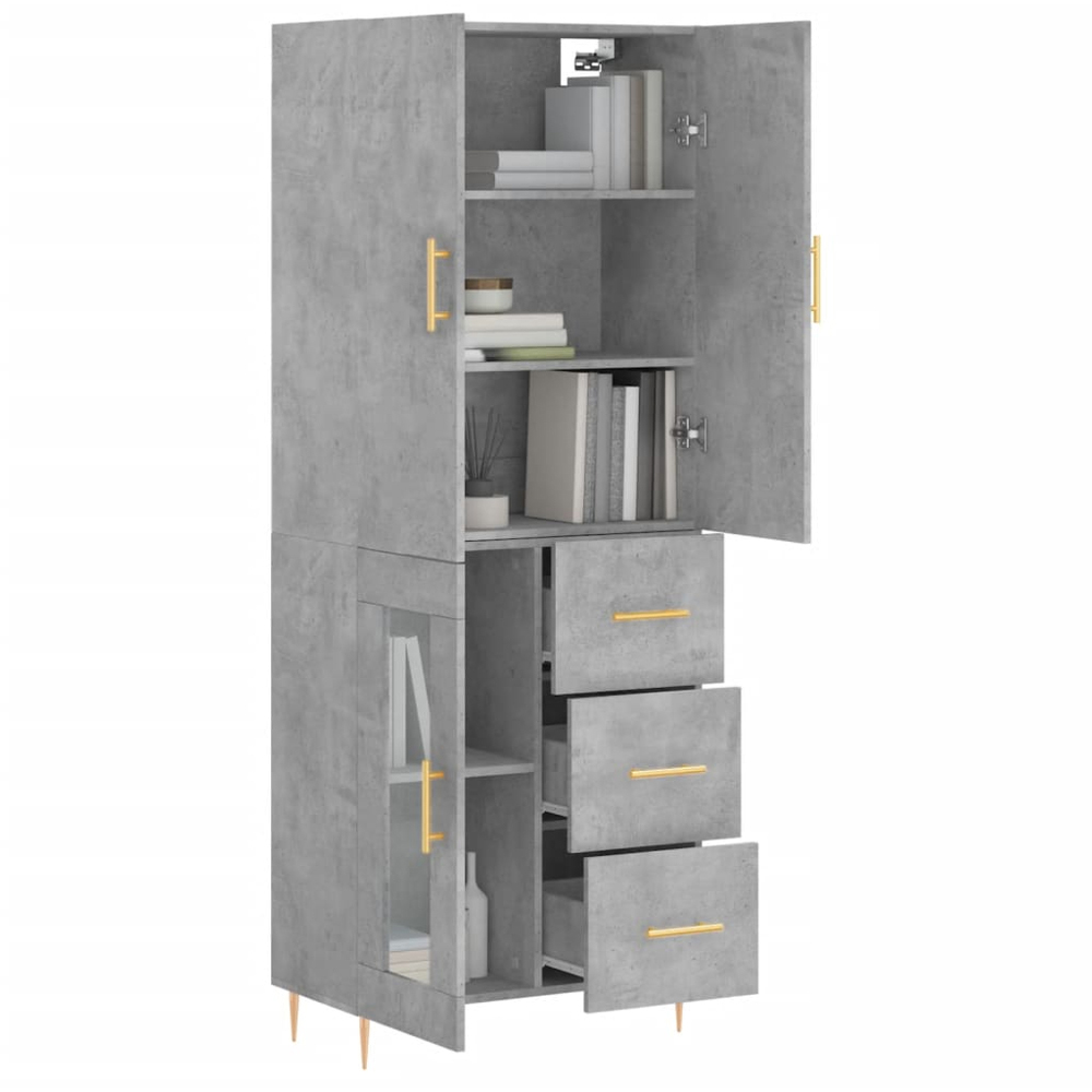 vidaXL 3 Door 3 Drawer Concrete Grey Highboard Image 3