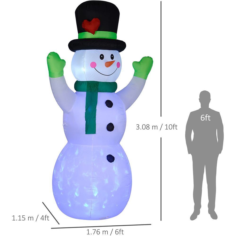 Everglow LED Inflatable Snowman with Black Hat Green Scarf Christmas Decoration 10ft Image 7