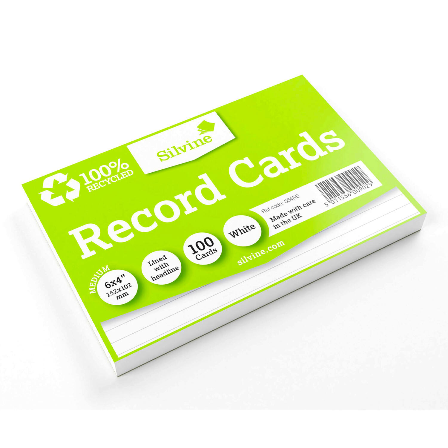 Pack of 100 Silvine Record Cards 100% Recycled Image 2