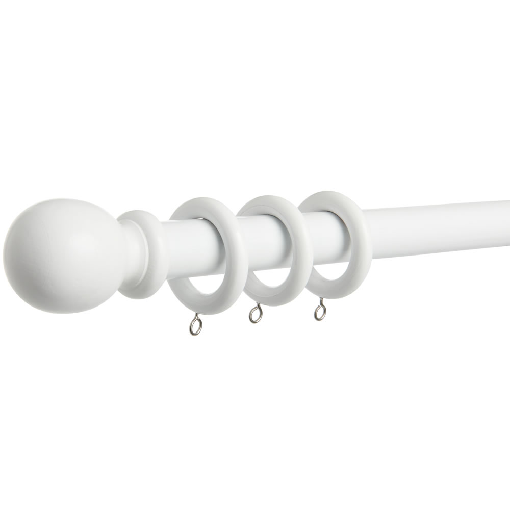 Wilko 240cm x 28mm White Wood Effect Curtain Pole Image 2