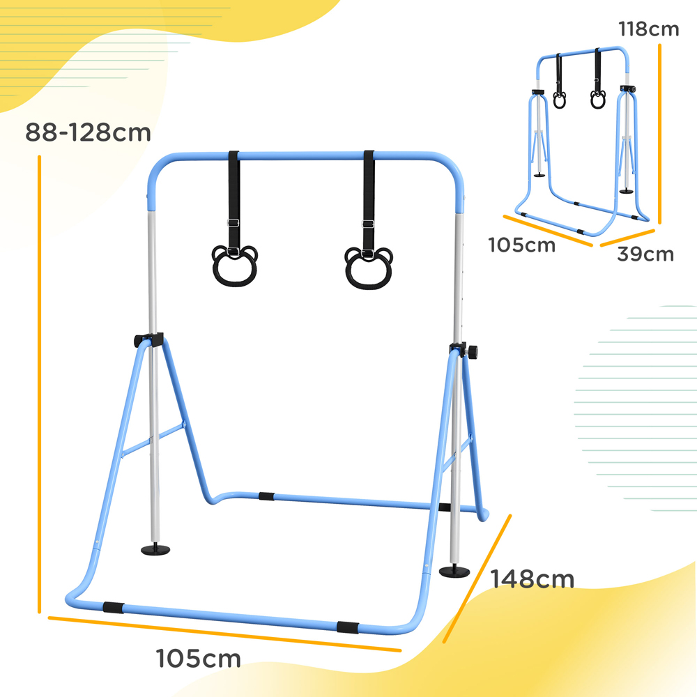 Tommy Toys Kids Blue Adjustable Height Foldable Gymnastics Bar Image 7