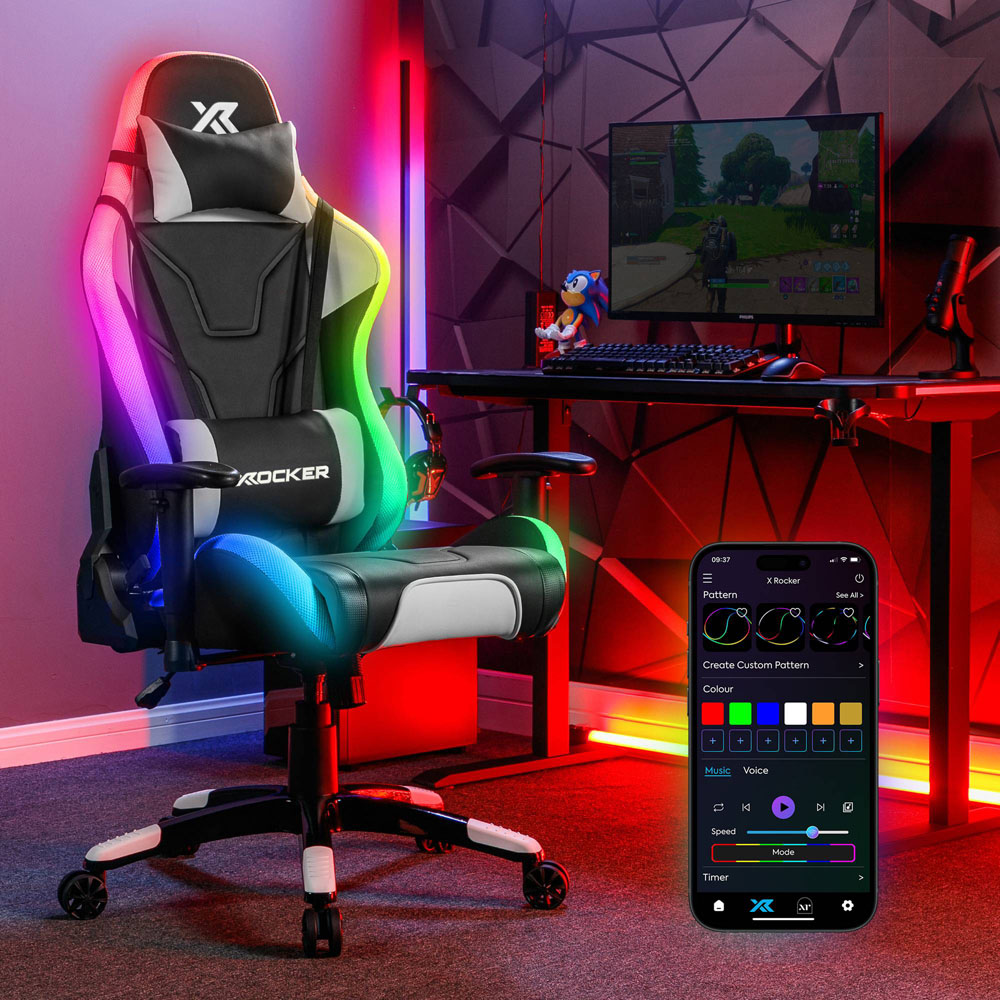 X Rocker Agility White and Black Adjustable Esport Gaming Chair Image 2