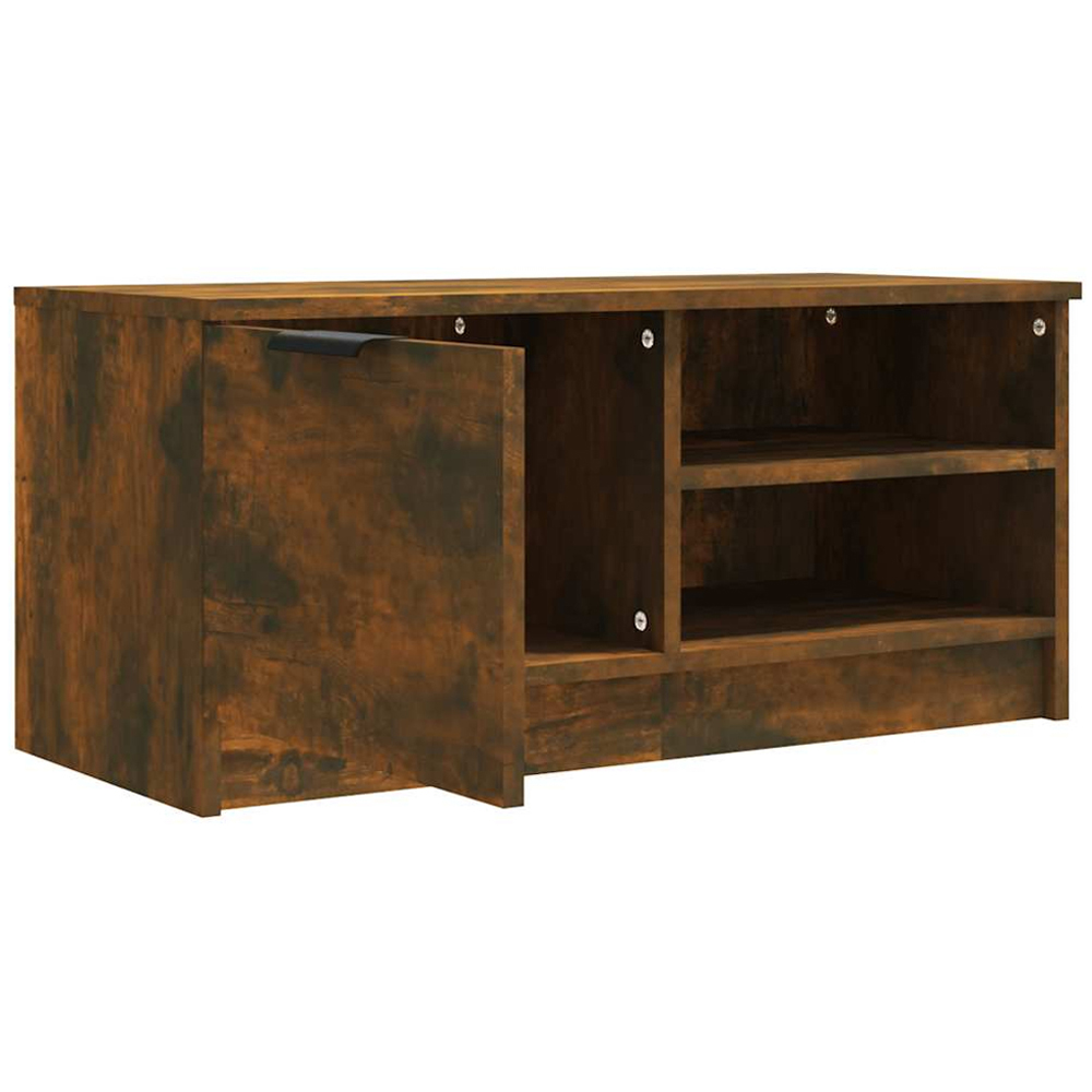 vidaXL Single Door 2 Shelf Smoked Oak TV Cabinet Set of 2 Image 7