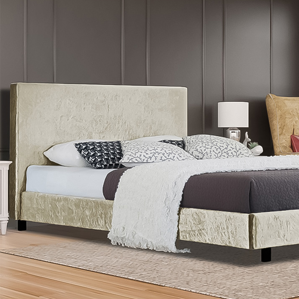 Brooklyn King Size Cream Crushed Velvet Bed Frame Image 2