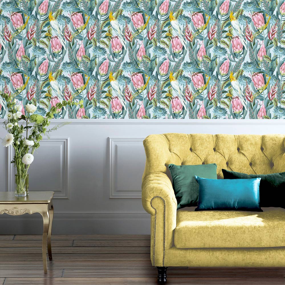 Arthouse Rainforest Escape Green and Pink Wallpaper Image 4
