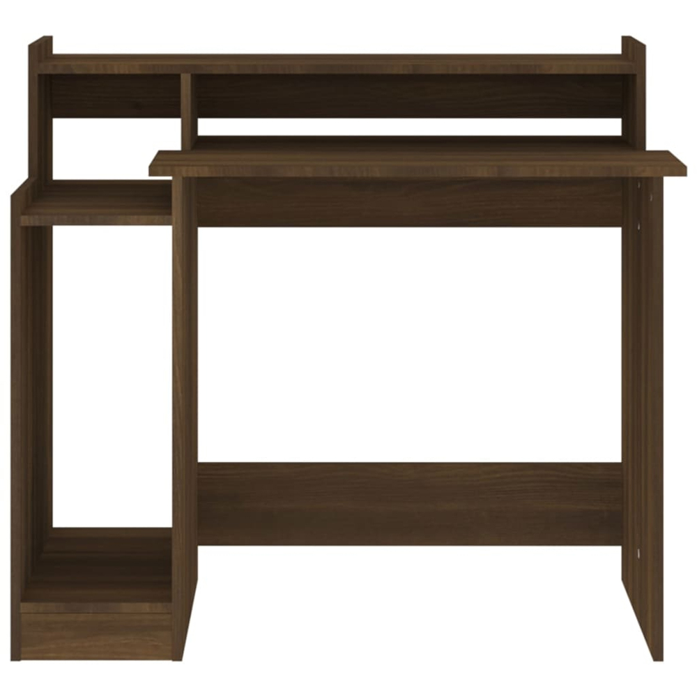 vidaXL 3 Shelf LED Computer Desk Brown Oak Image 3