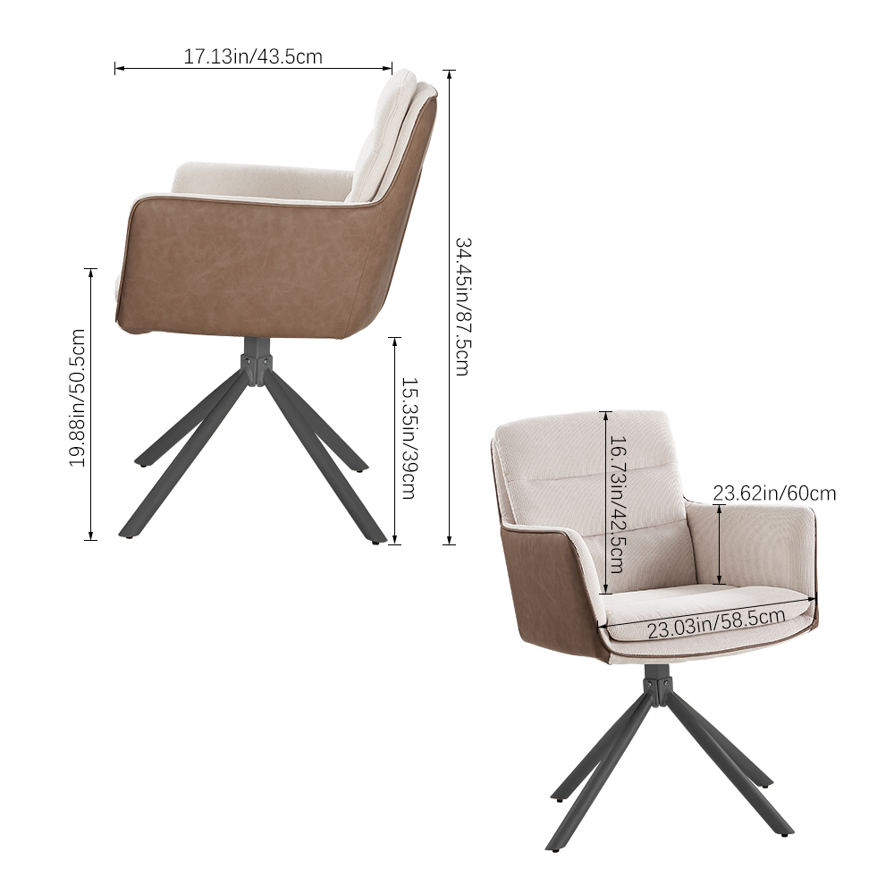 Living and Home Beige Modern Office Chair Accent Chair Image 9