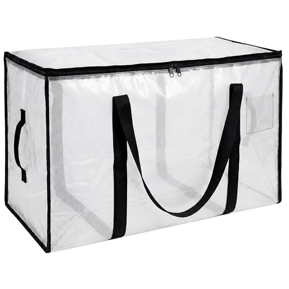 ATEK Large Clear Heavy Duty Portable Bedding Storage Bag with Zip and Handle Image 1