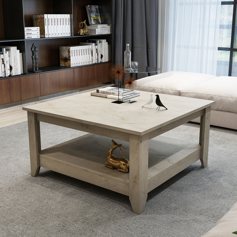 Decorotika Lea Single Shelf Walnut Coffee Table Image 3
