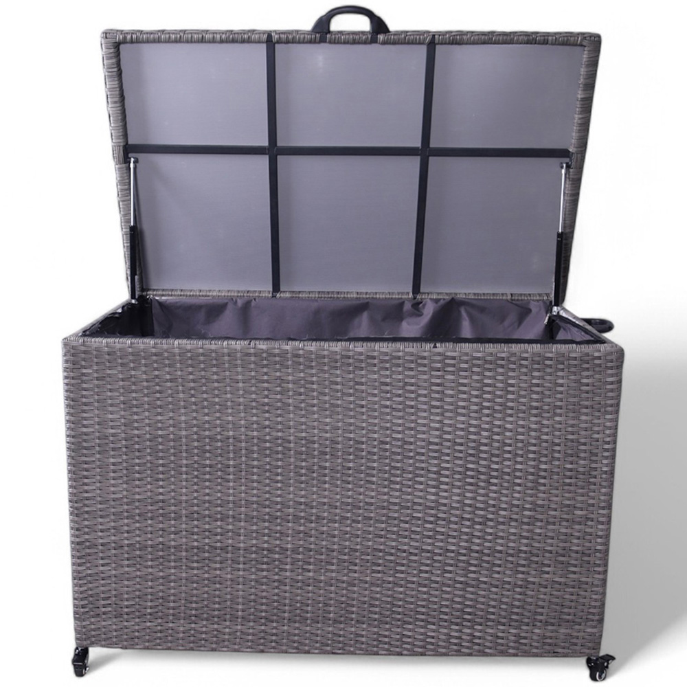 Royalcraft 510L Charcoal Rattan Weave Cushion Storage Box Image 3