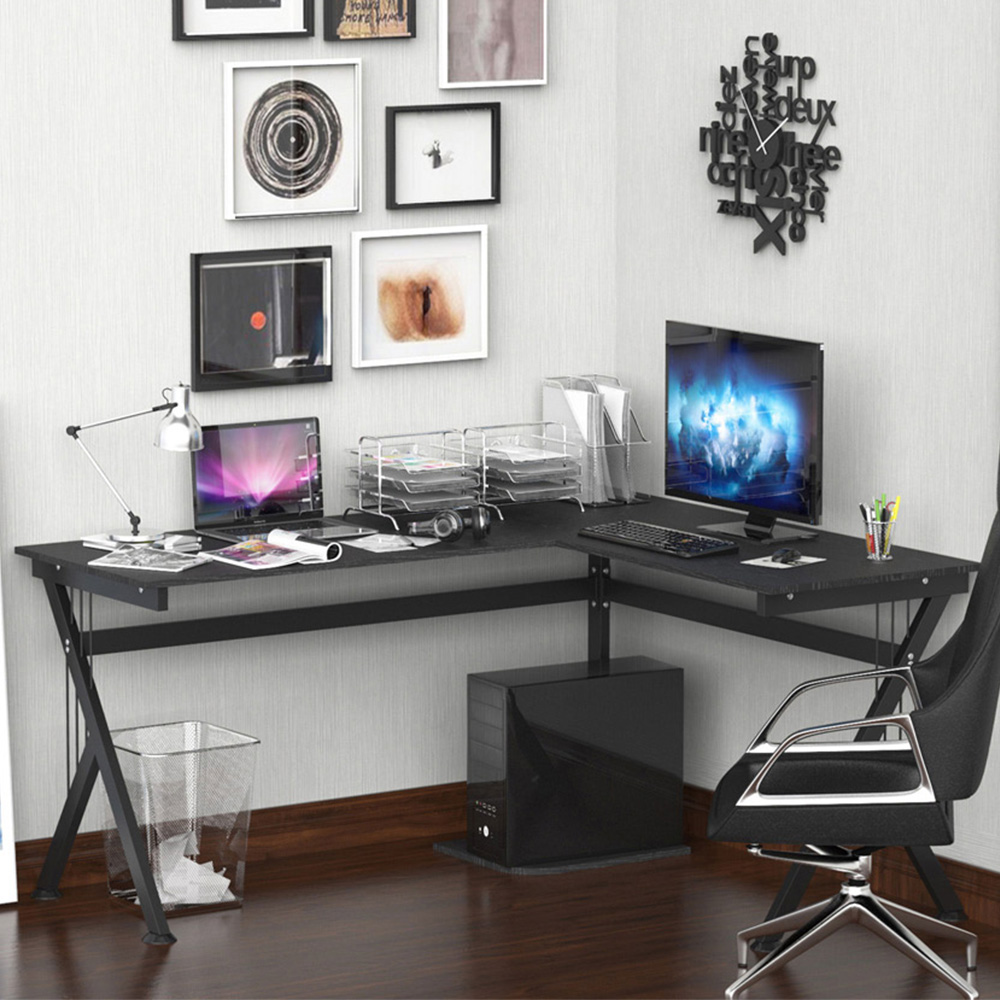 Portland L Shape Work Office Desk Black Image 1