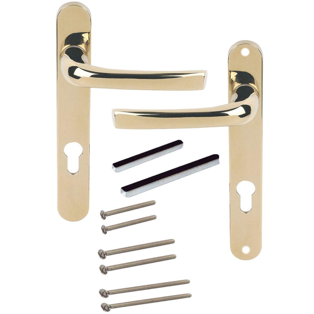 Golden Grace Polished Brass Ultra UPVC Sprung Handle Set Image