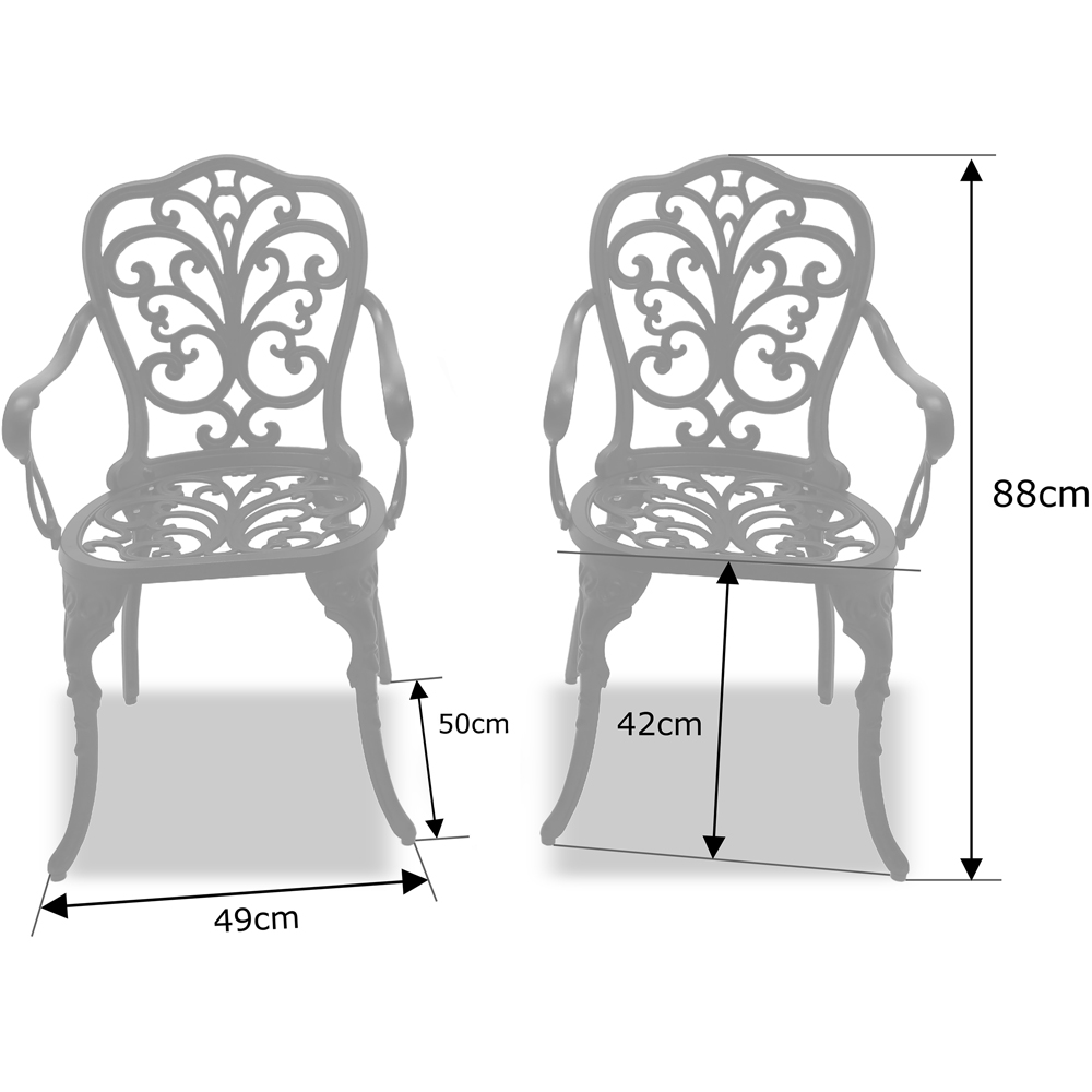 Centurion Bangui Set of 2 Grey Garden Bistro Chairs with Armrests Image 7