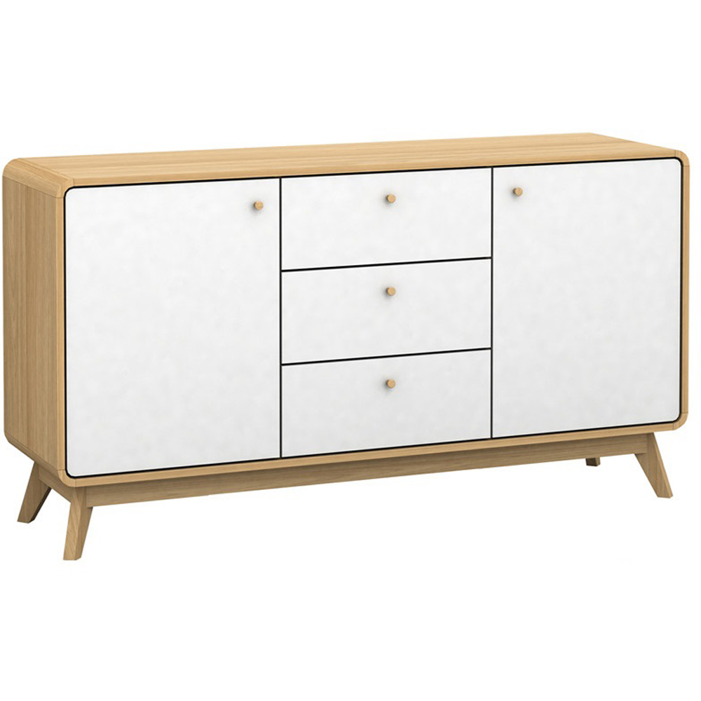 Loft24 Cassie 2 Door 3 Drawer Oak and White Sideboard Image 2