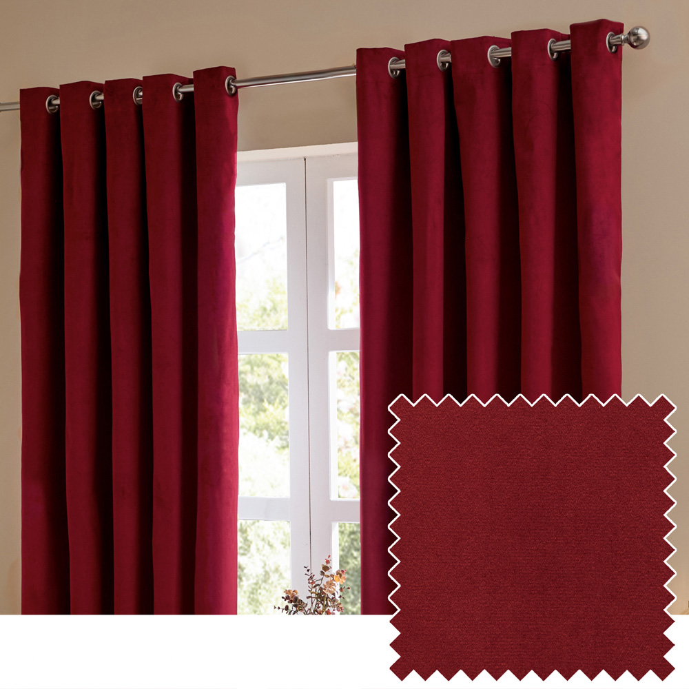 Furn The Ultimate Burgundy Velvet Fully Lined Eyelet Curtains 229 x 137cm Image 5