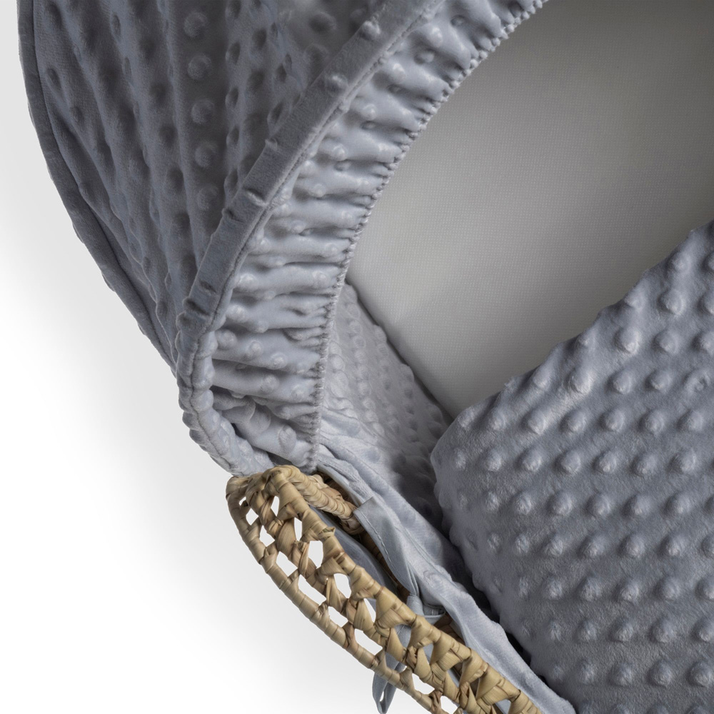 Clair De Lune Grey Dimple Palm Moses Basket with Folding Stand Image 2
