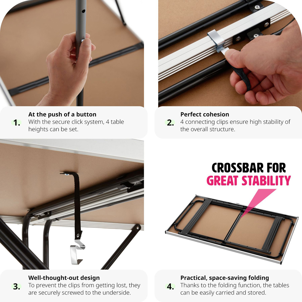 tectake Black Folding Table 3 Pack Image 5
