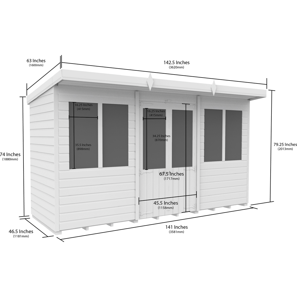 DIY Sheds 12 x 4ft Tongue and Groove Timber Pent Summerhouse Image 8